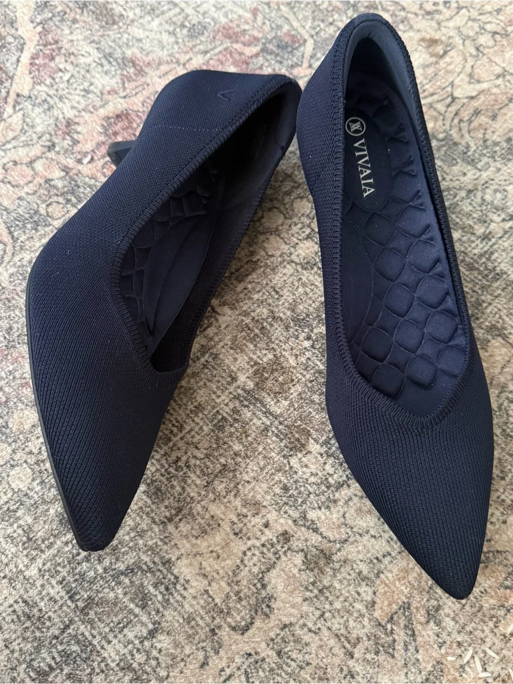VIVAIA Navy Pointed Toe Knit Kitten Heel‎ Pumps Women's Size 39 EU US 8
